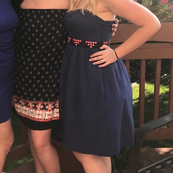 Anthropologie Floreat dress navy blue with coral - Picture 8 of 8